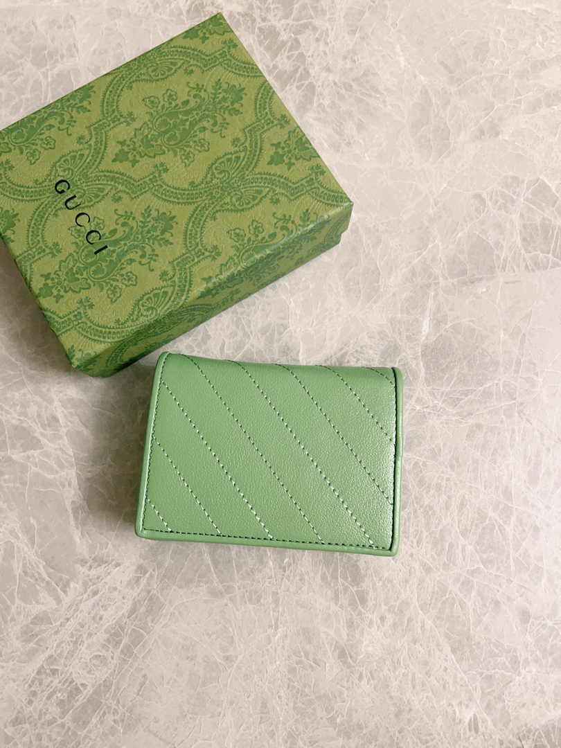 Gucci Blondie card case wallet 760317 in Green leather ‎
