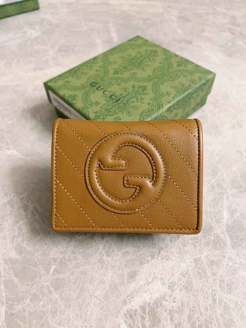 Gucci Blondie card case wallet 760317 in Brown leather ‎