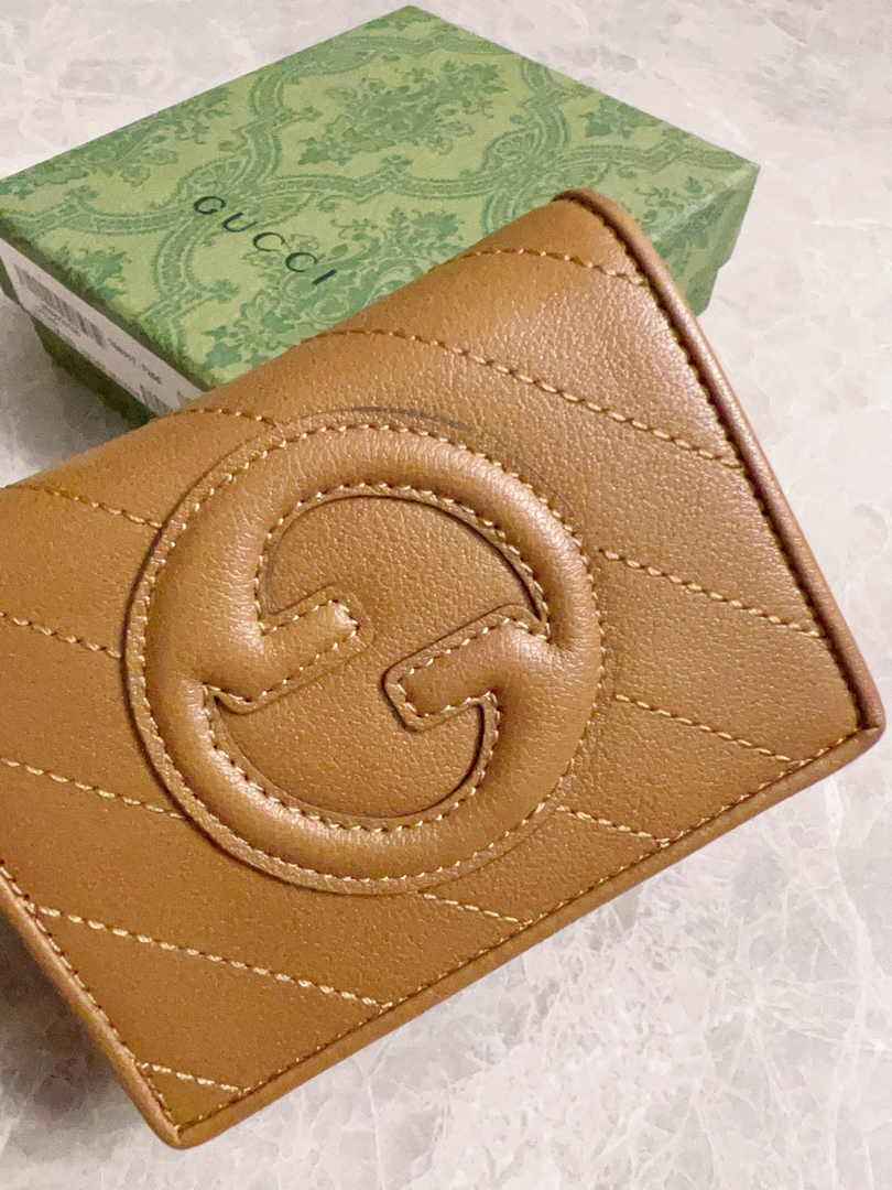 Gucci Blondie card case wallet 760317 in Brown leather ‎