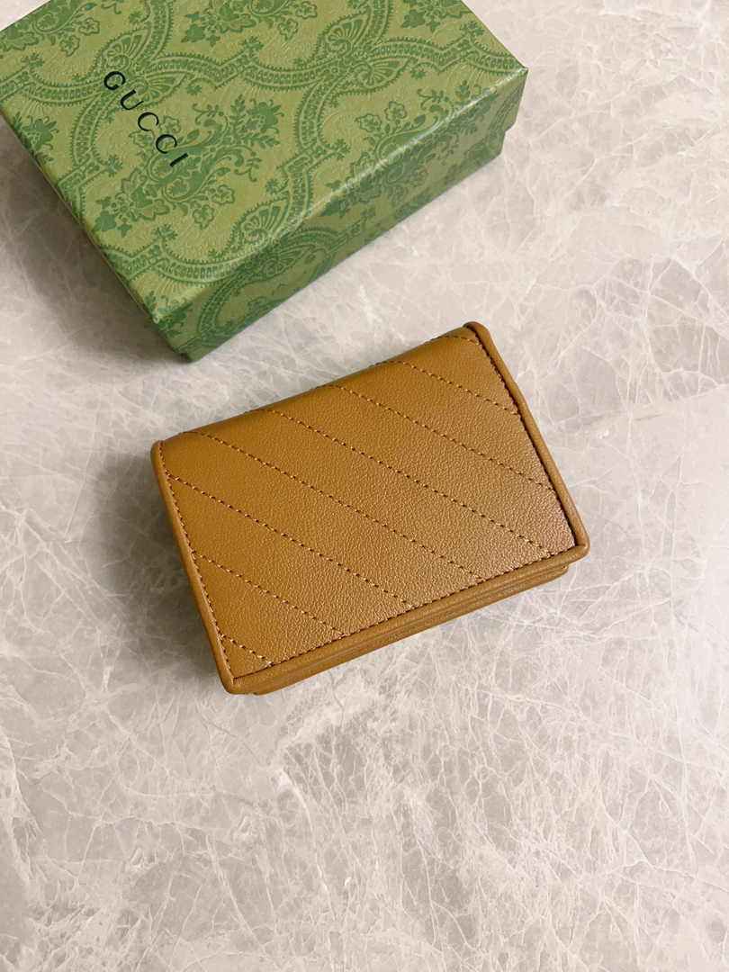Gucci Blondie card case wallet 760317 in Brown leather ‎