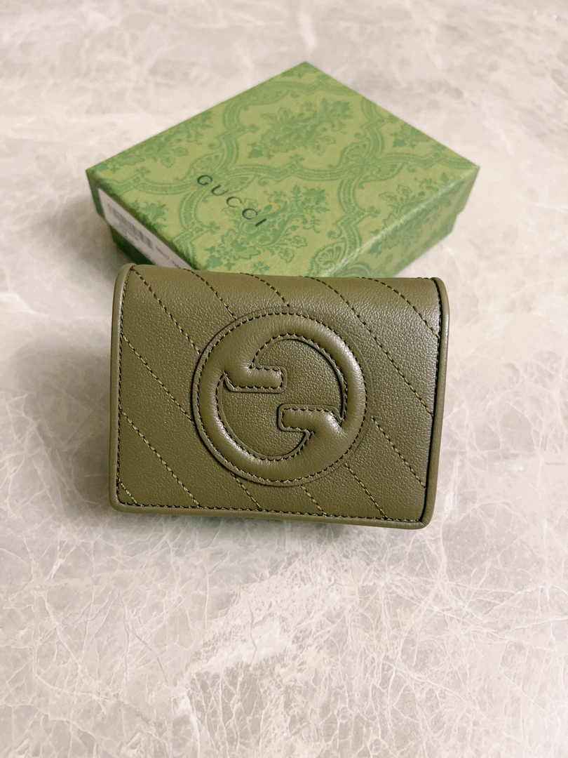 Gucci Blondie card case wallet 760317 in Dark Green leather ‎