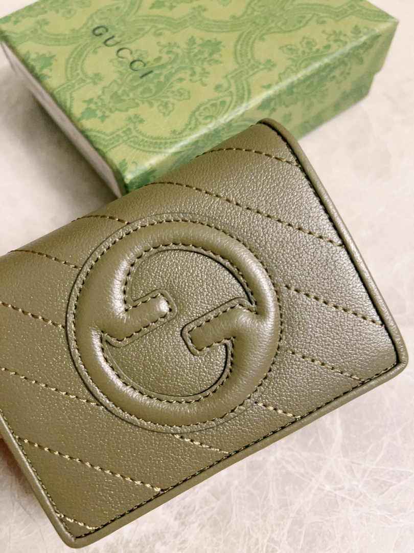 Gucci Blondie card case wallet 760317 in Dark Green leather ‎