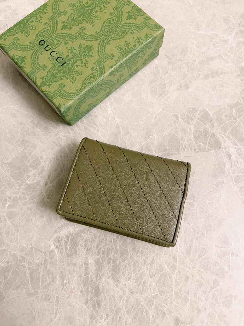 Gucci Blondie card case wallet 760317 in Dark Green leather ‎