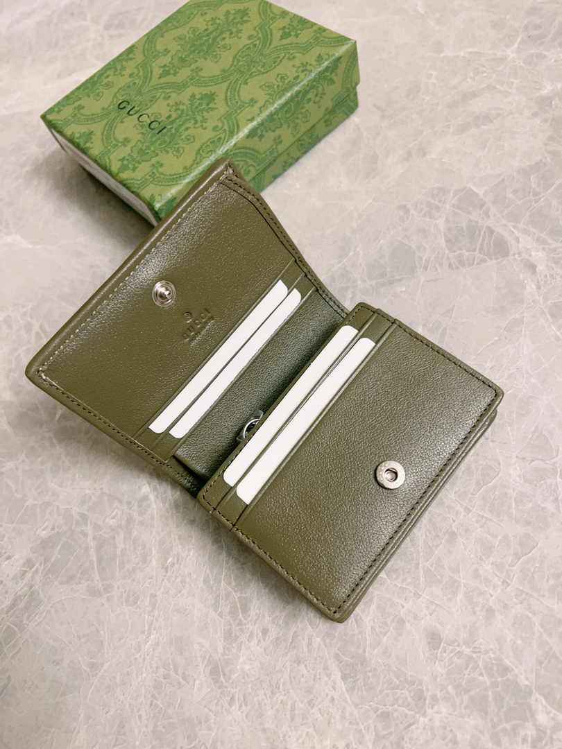 Gucci Blondie card case wallet 760317 in Dark Green leather ‎
