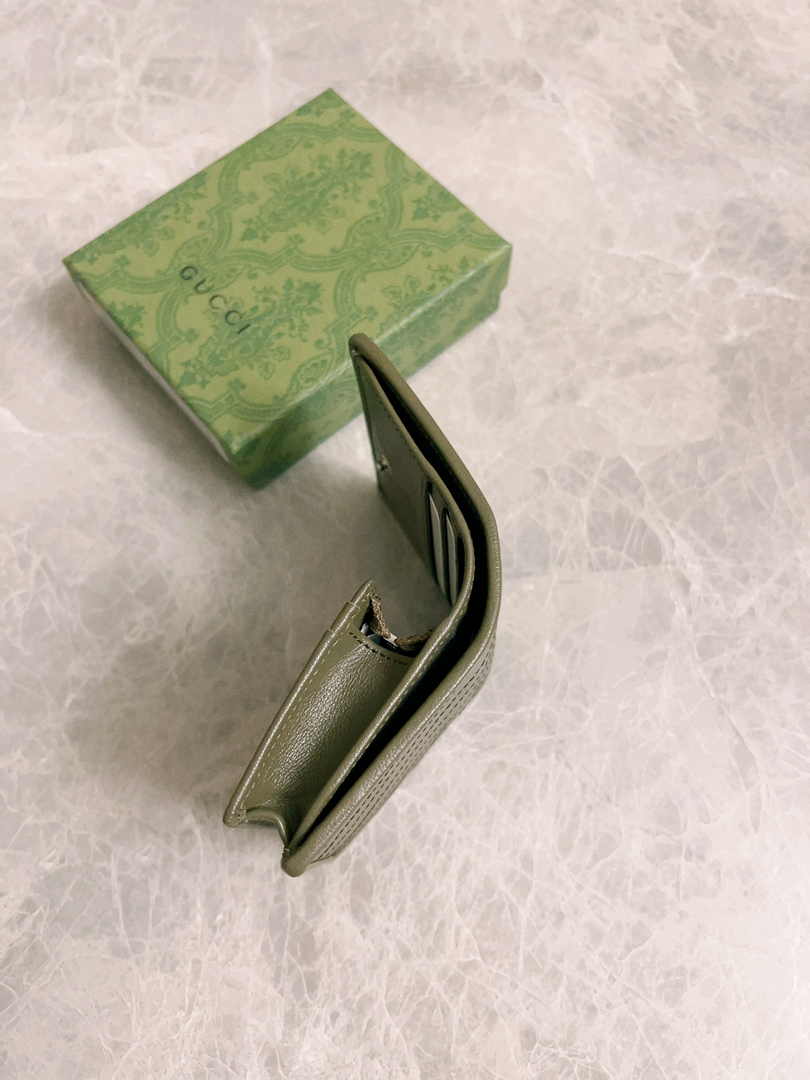 Gucci Blondie card case wallet 760317 in Dark Green leather ‎