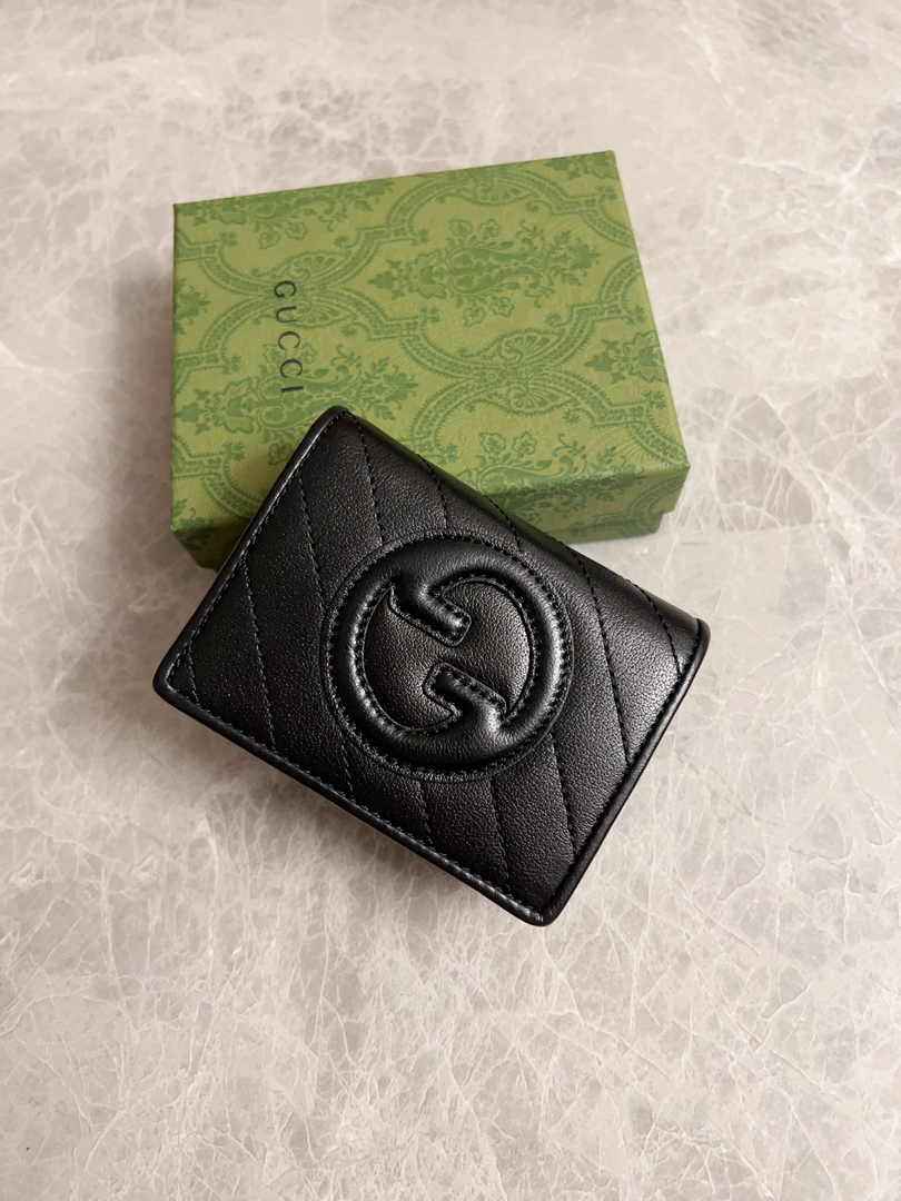 Gucci Blondie card case wallet 760317 in black leather ‎