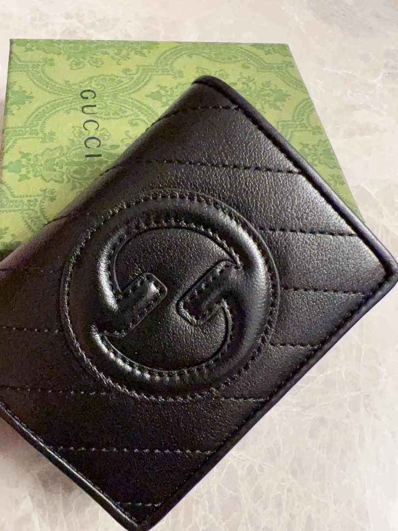 Gucci Blondie card case wallet 760317 in black leather ‎