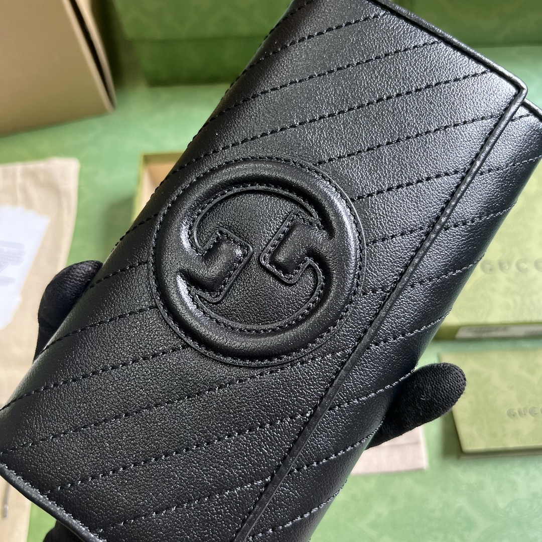 Gucci Blondie continental wallet 760302 in black leather