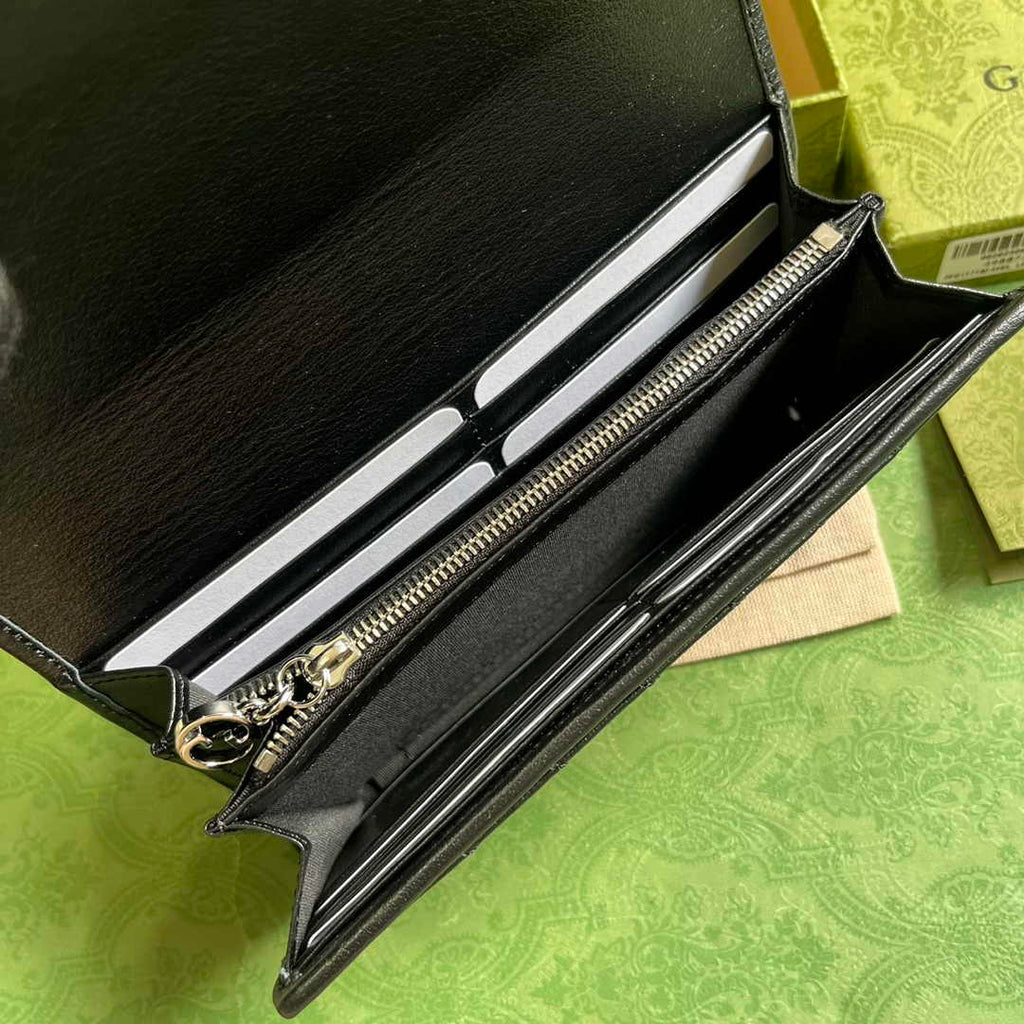 Gucci Blondie continental wallet 760302 in black leather