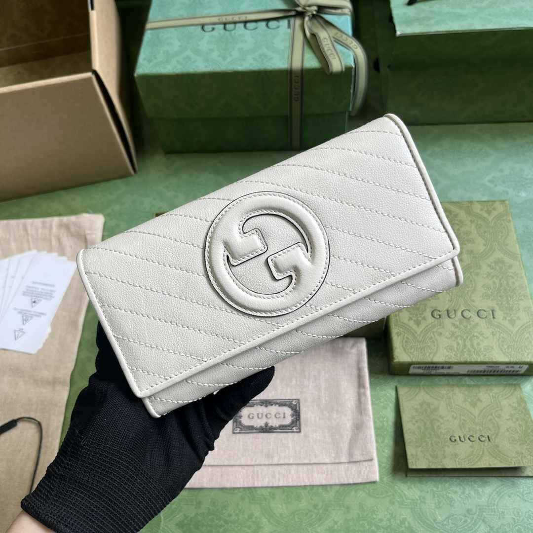 Gucci Blondie continental wallet 760302 in beige leather