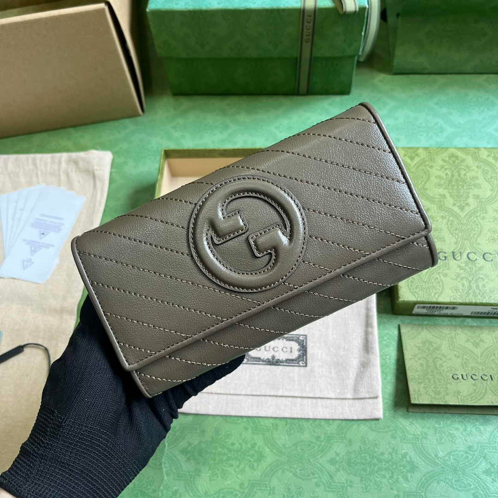 Gucci Blondie continental wallet 760302 in dark green leather