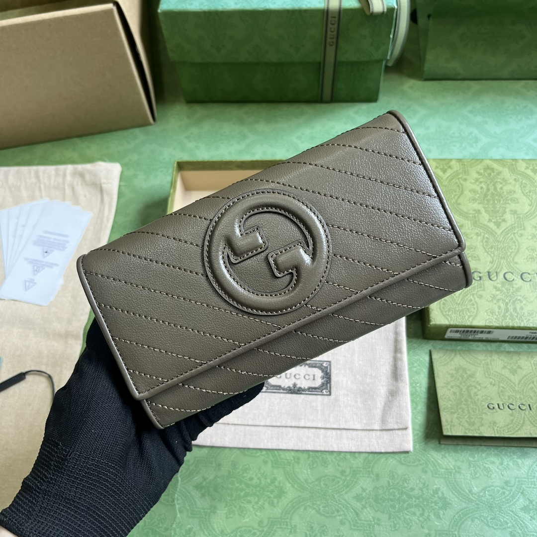 Gucci Blondie continental wallet 760302 in dark green leather