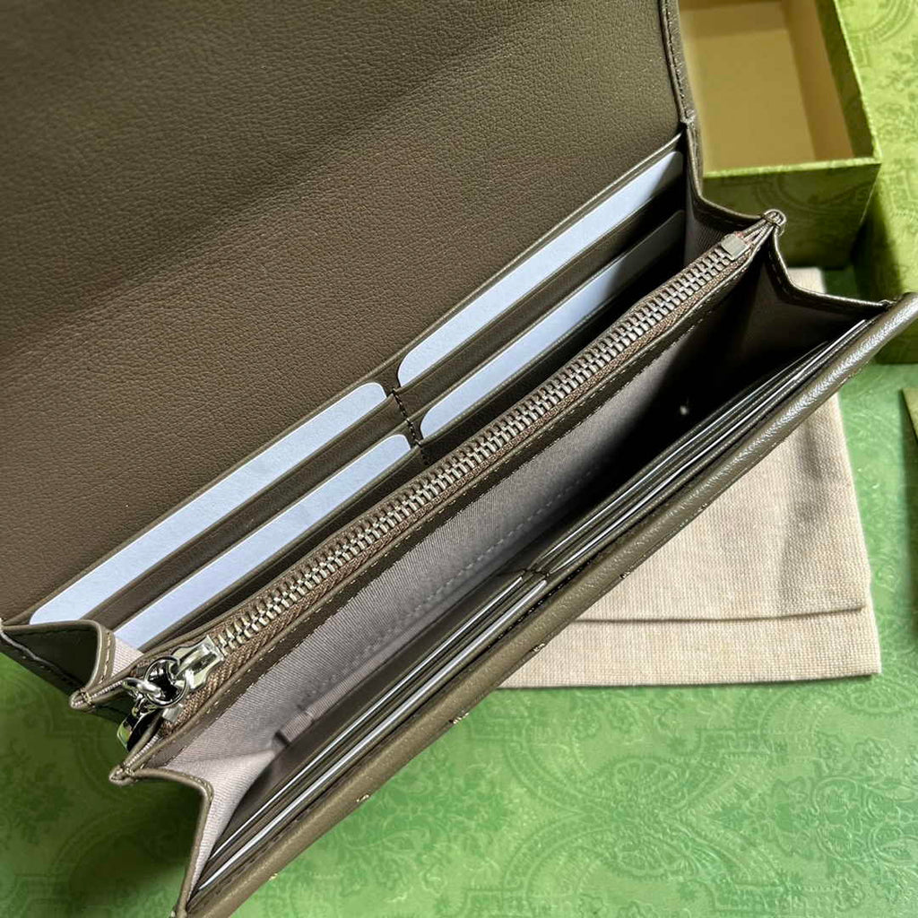 Gucci Blondie continental wallet 760302 in dark green leather