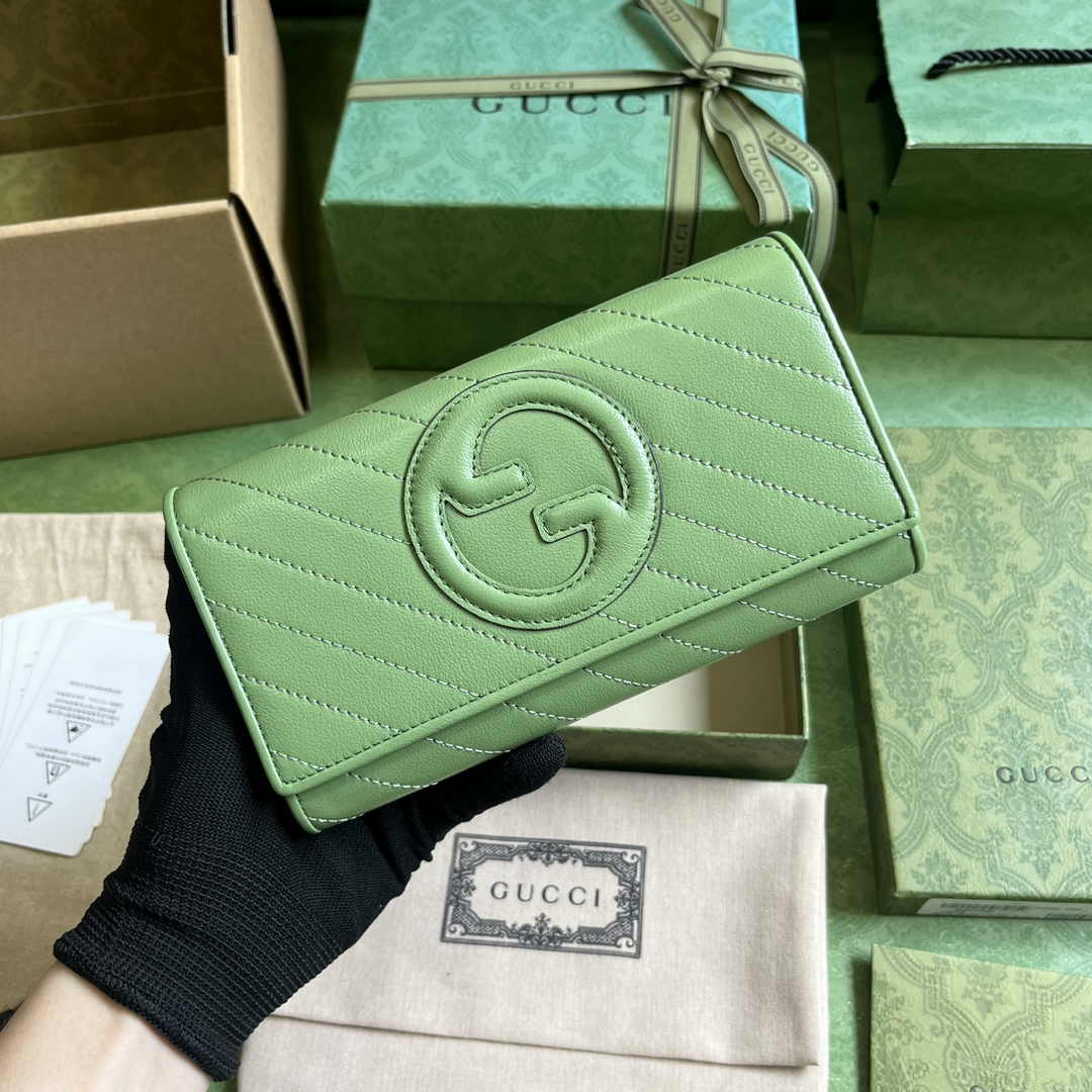 Gucci Blondie continental wallet 760302 in green leather