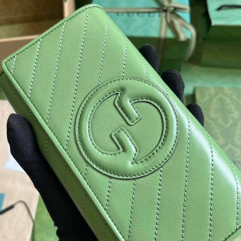 Gucci Blondie continental wallet 760302 in green leather