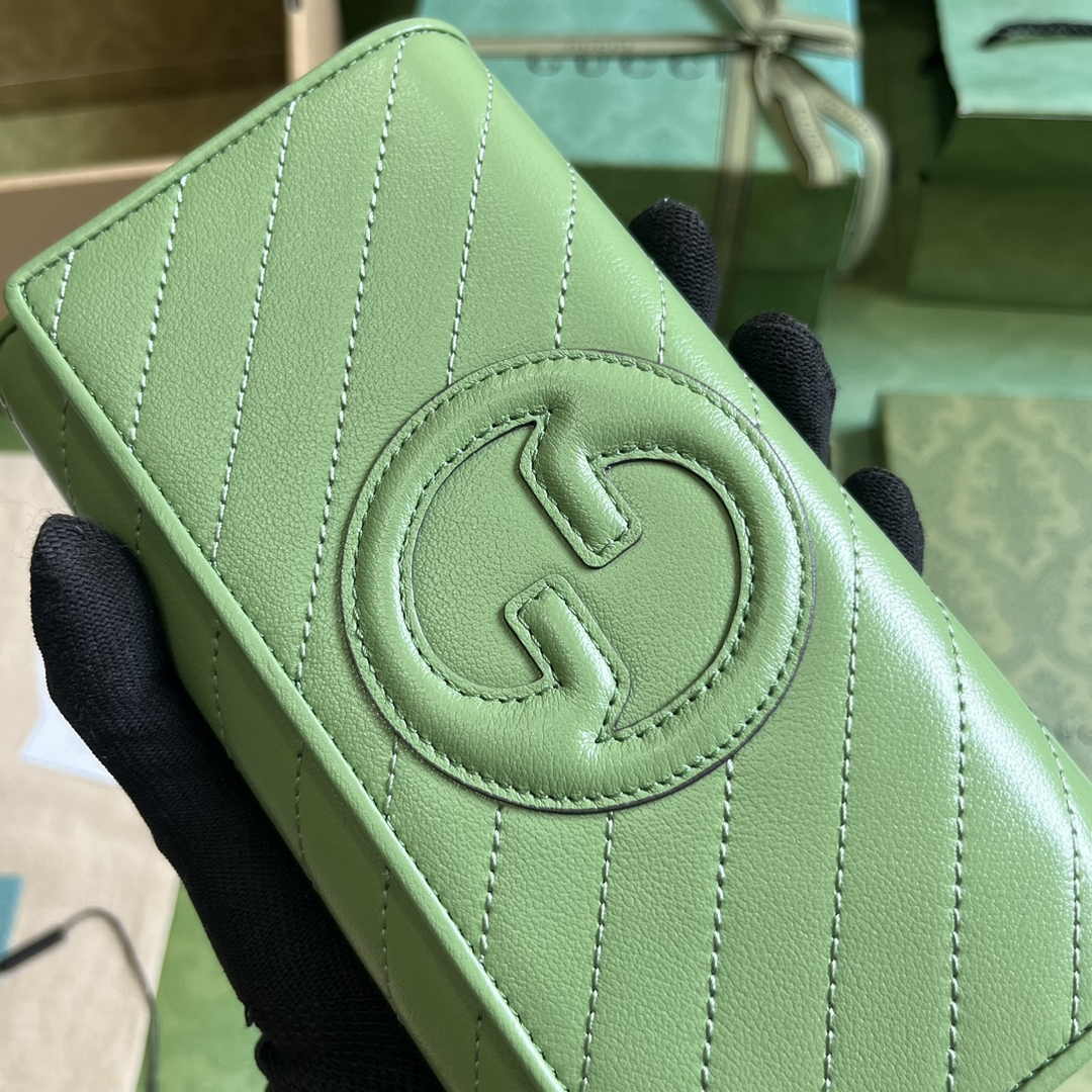 Gucci Blondie continental wallet 760302 in green leather