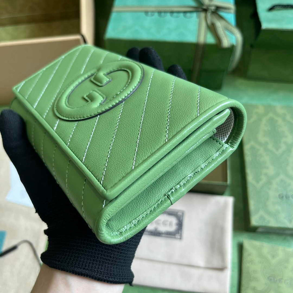 Gucci Blondie continental wallet 760302 in green leather