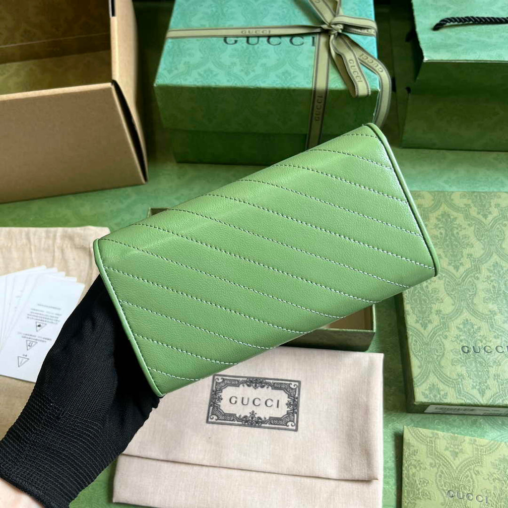Gucci Blondie continental wallet 760302 in green leather