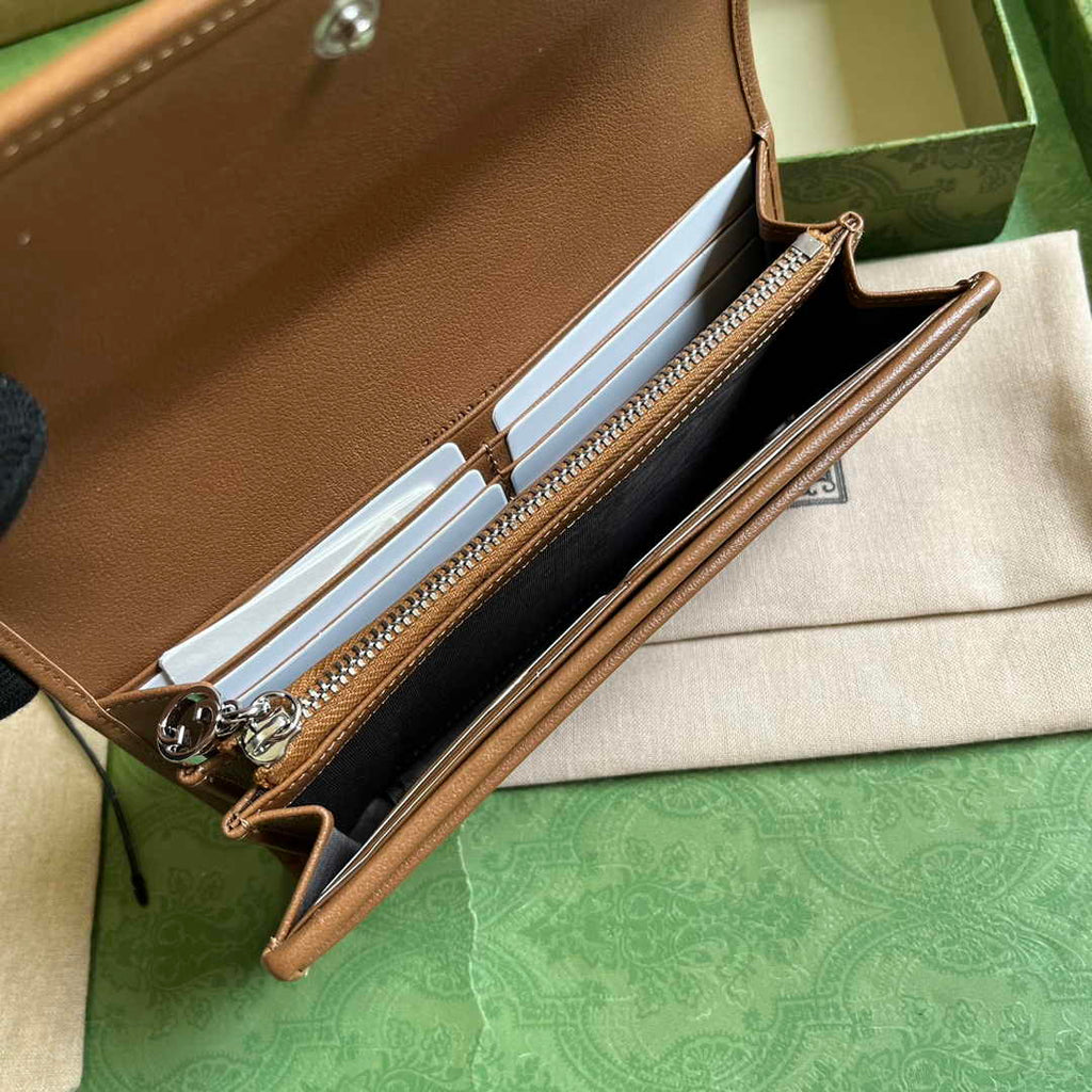 Gucci Blondie continental wallet 760302 in brown leather