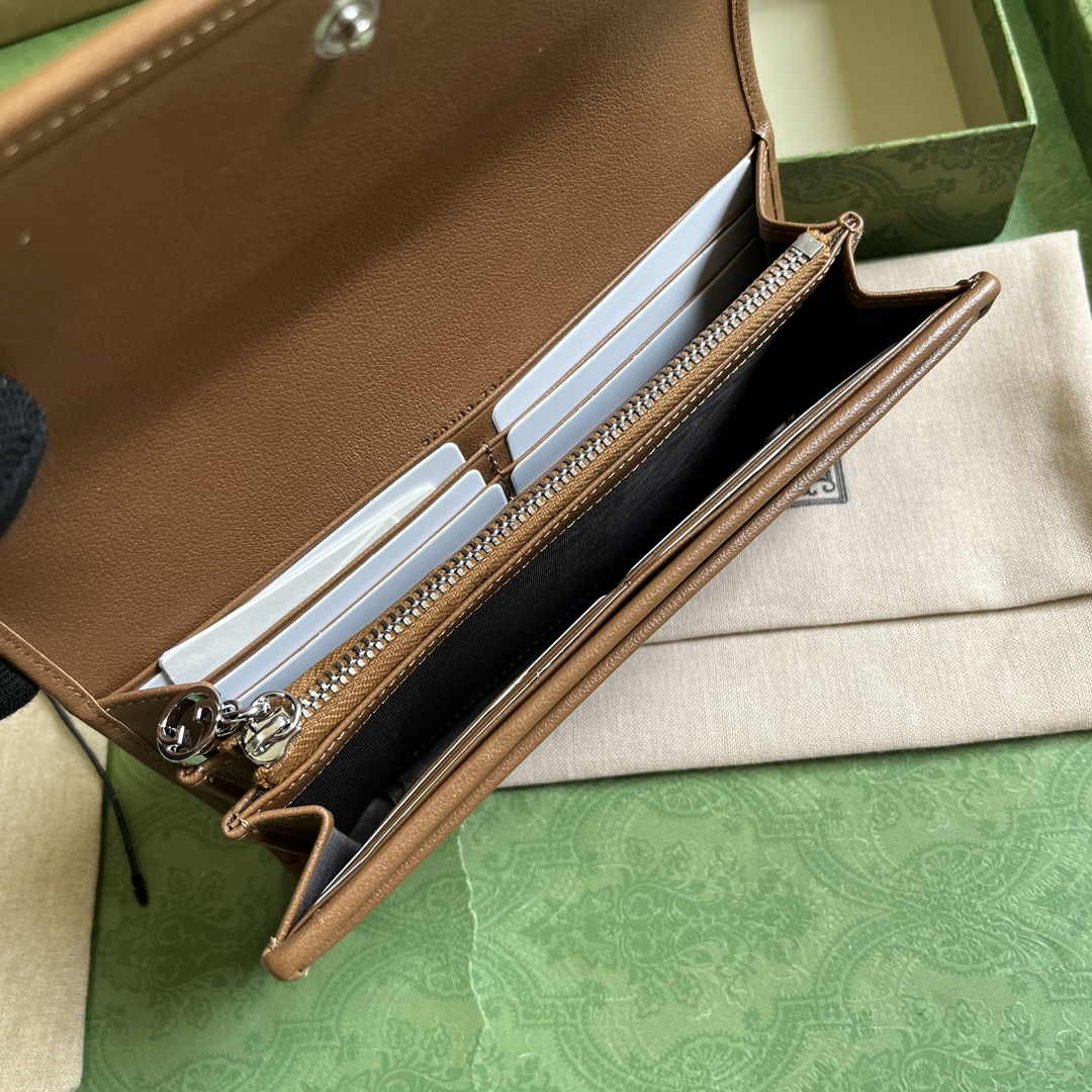 Gucci Blondie continental wallet 760302 in brown leather