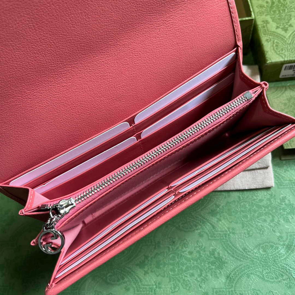 Gucci Blondie continental wallet 760302 in Pink leather