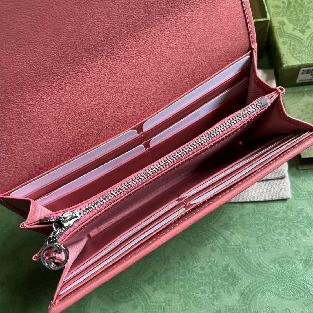 Gucci Blondie continental wallet 760302 in Pink leather