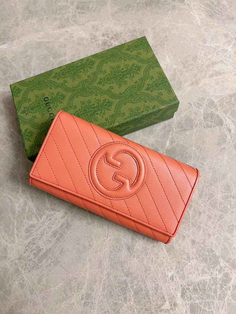 Gucci Blondie continental wallet 760302 in Orange leather