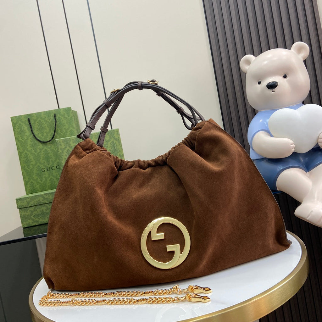Gucci Blondie large tote bag in Brown Suede 747372