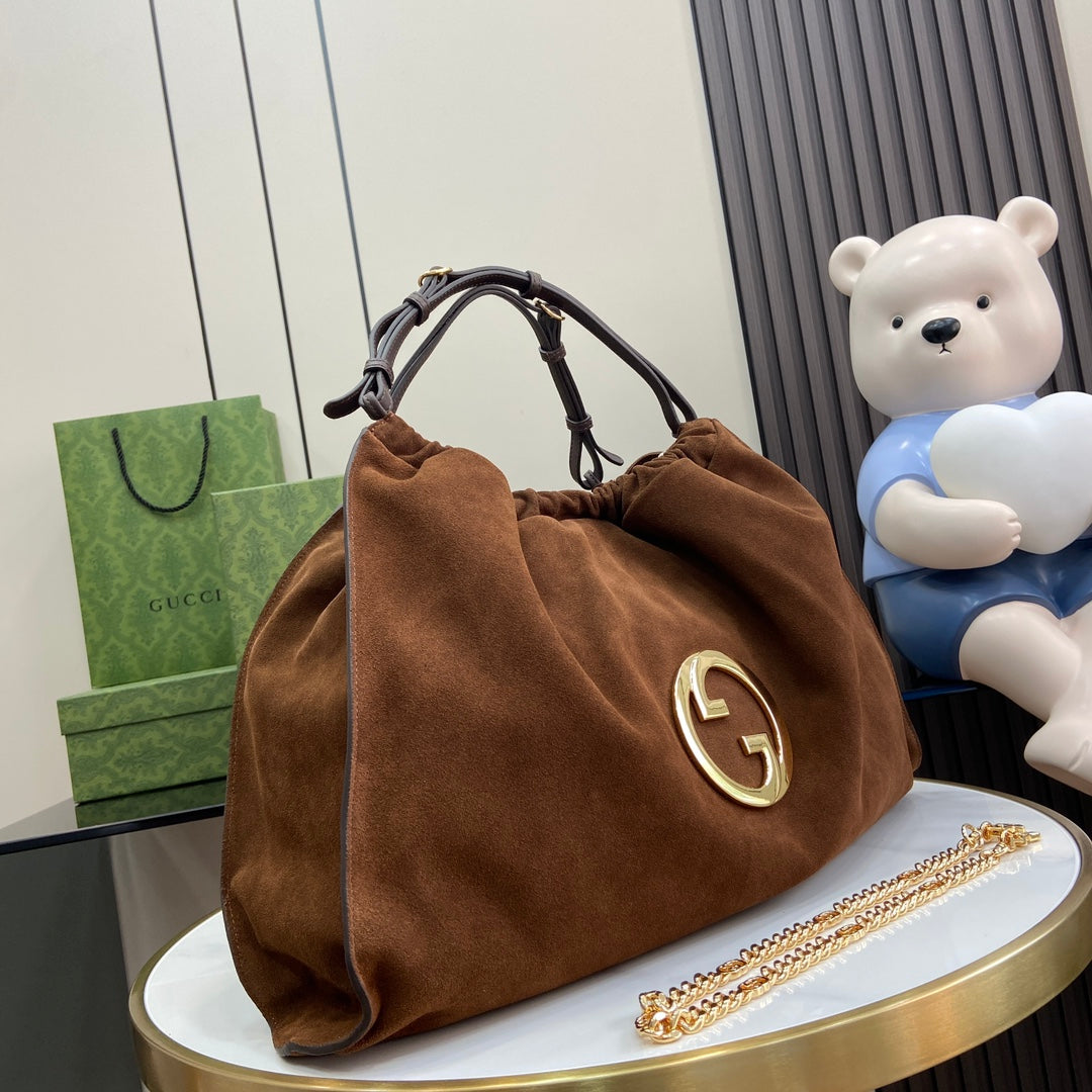 Gucci Blondie large tote bag in Brown Suede 747372