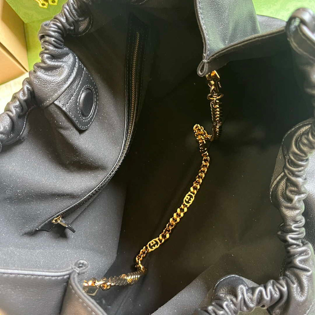 Gucci Blondie large tote bag in black leather 747372