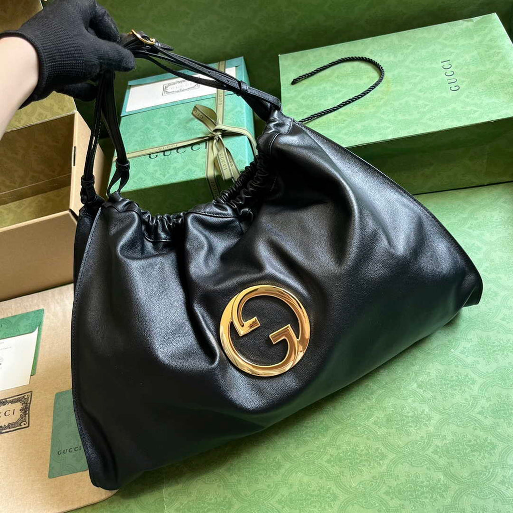 Gucci Blondie large tote bag in black leather 747372