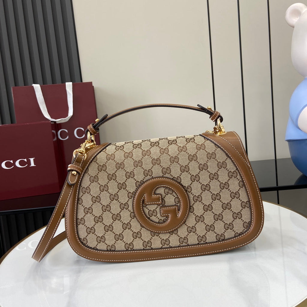 Gucci Blondie medium top handle bag 815716 in beige GG canvas