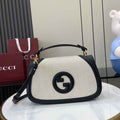 Gucci Blondie medium top handle bag 815716 in cotton canvas black leather