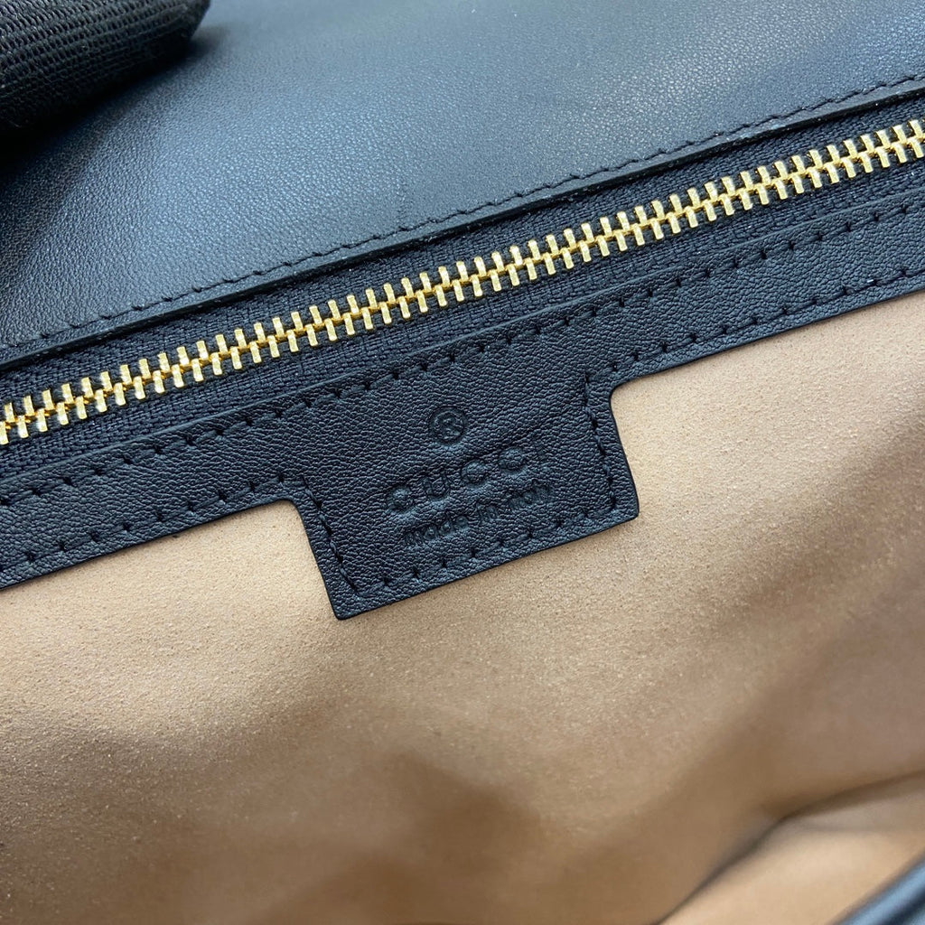 Gucci Blondie medium top handle bag 815716 in cotton canvas black leather