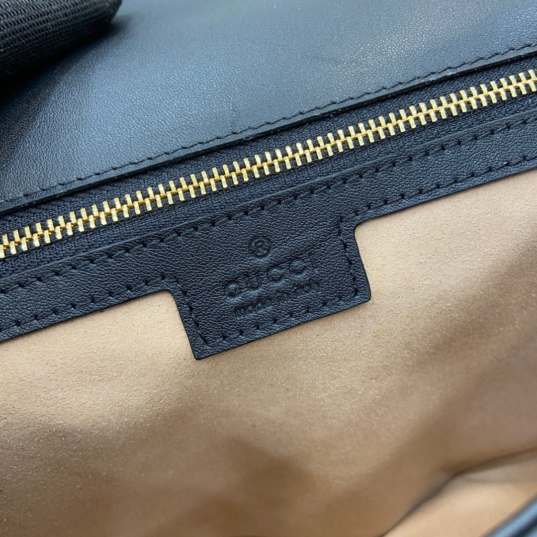Gucci Blondie medium top handle bag 815716 in cotton canvas black leather