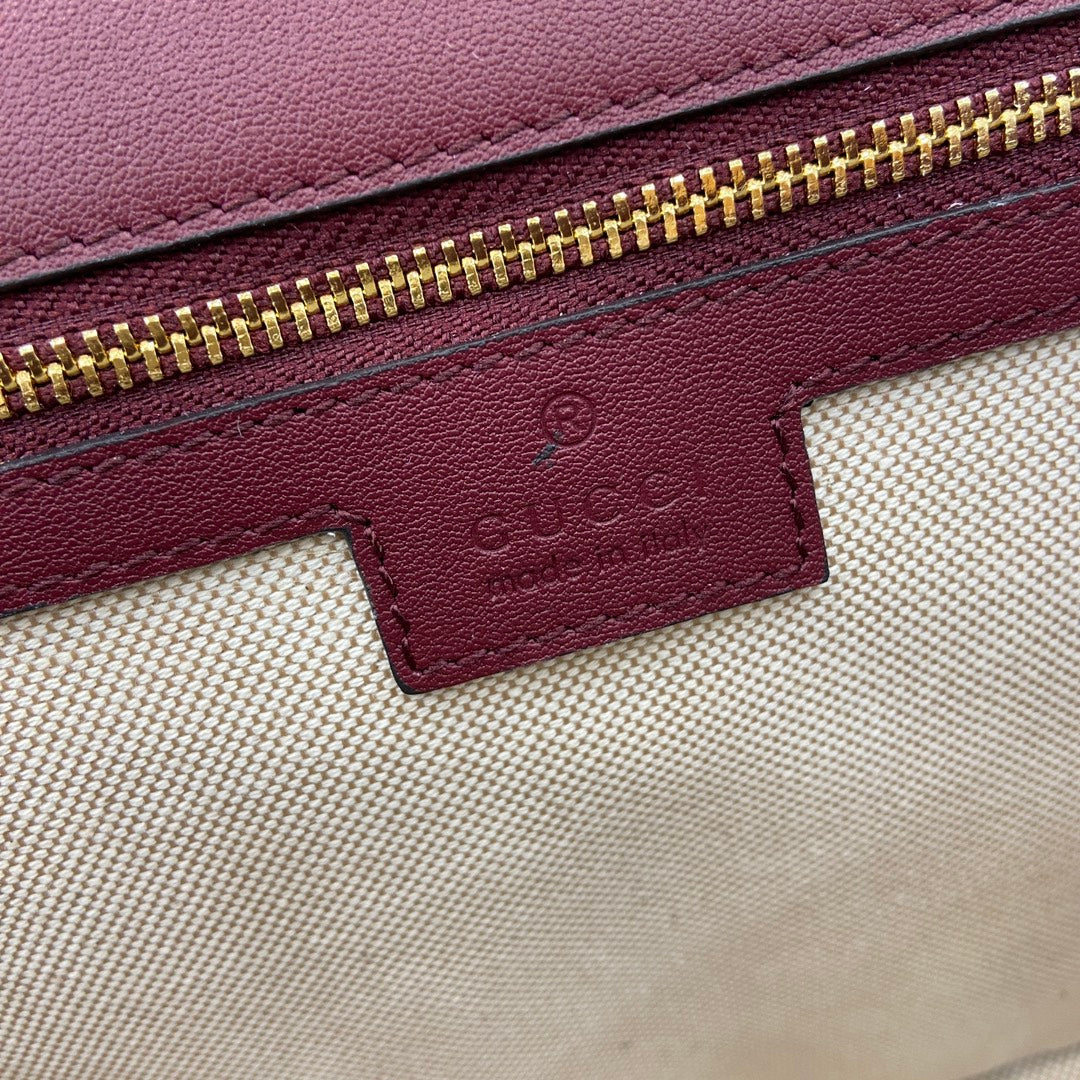 Gucci Blondie medium top handle bag 815716 in wine red leather