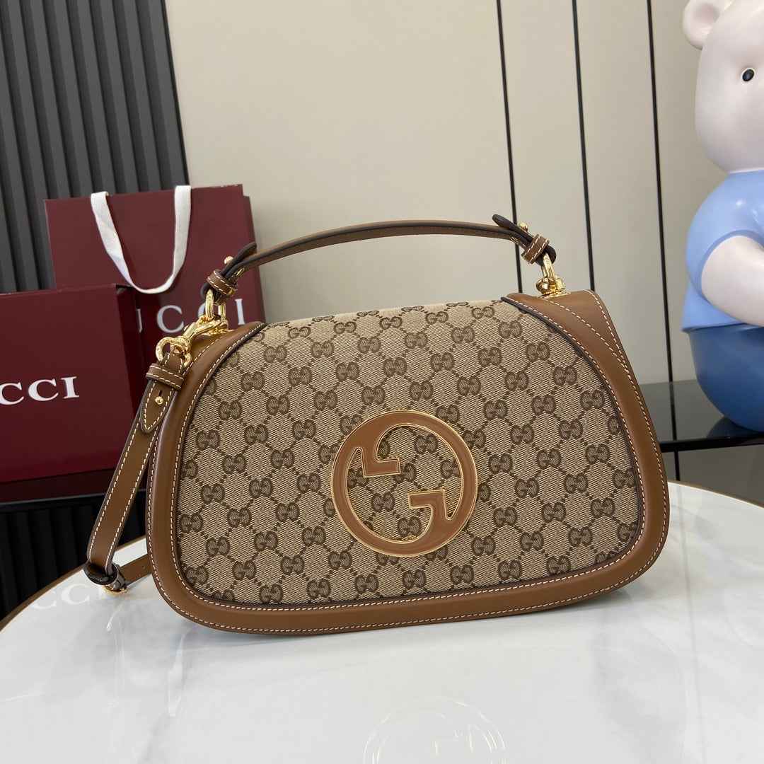 Gucci Blondie medium top handle bag 815716 in dark brown GG canvas