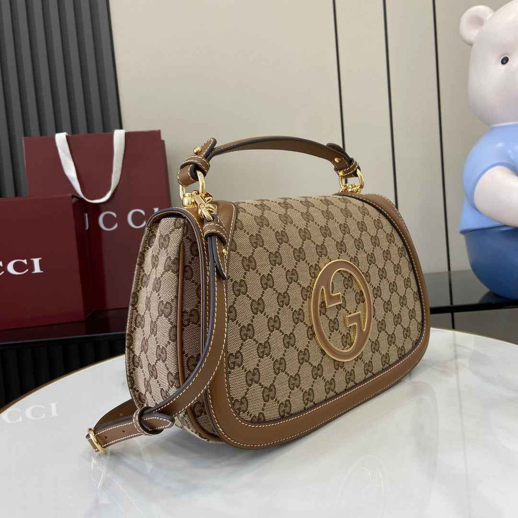 Gucci Blondie medium top handle bag 815716 in dark brown GG canvas