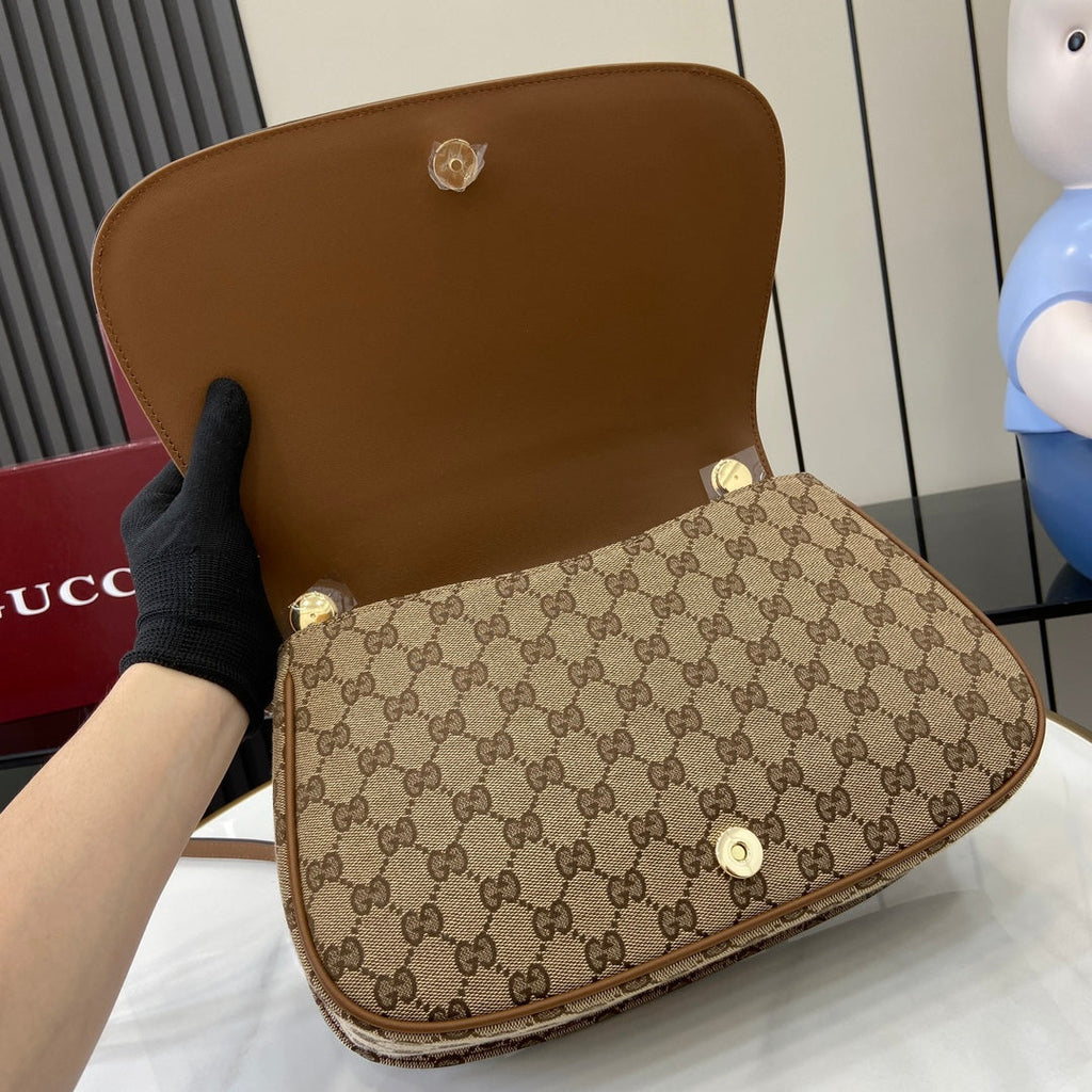 Gucci Blondie medium top handle bag 815716 in dark brown GG canvas