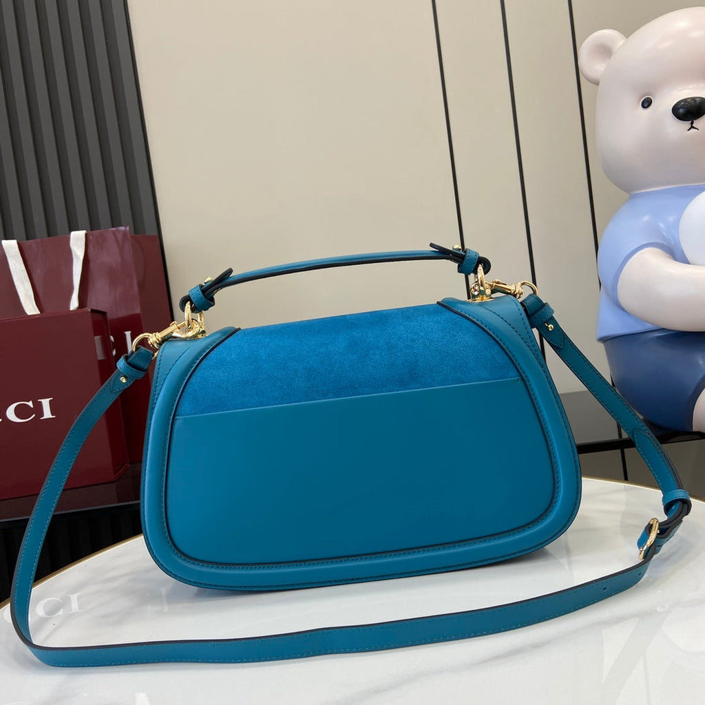 Gucci Blondie medium top handle bag 815719 in blue suede
