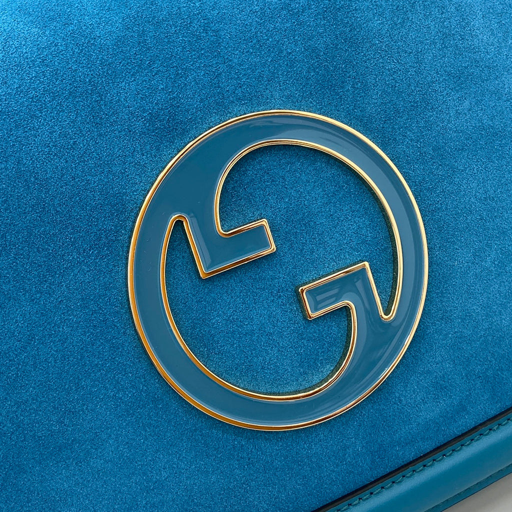 Gucci Blondie medium top handle bag 815719 in blue suede