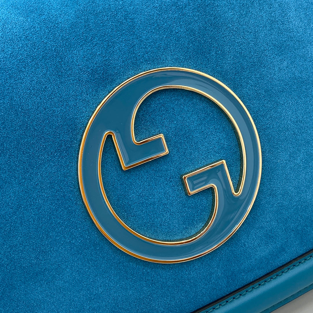 Gucci Blondie medium top handle bag 815719 in blue suede