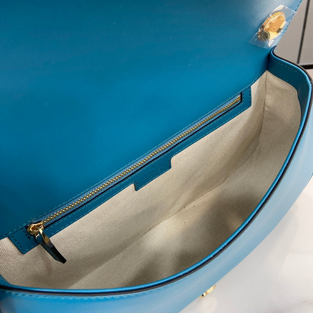 Gucci Blondie medium top handle bag 815719 in blue suede