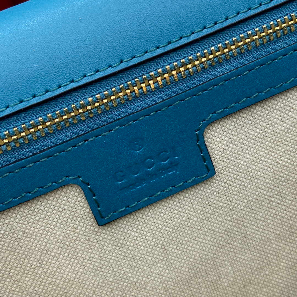 Gucci Blondie medium top handle bag 815719 in blue suede