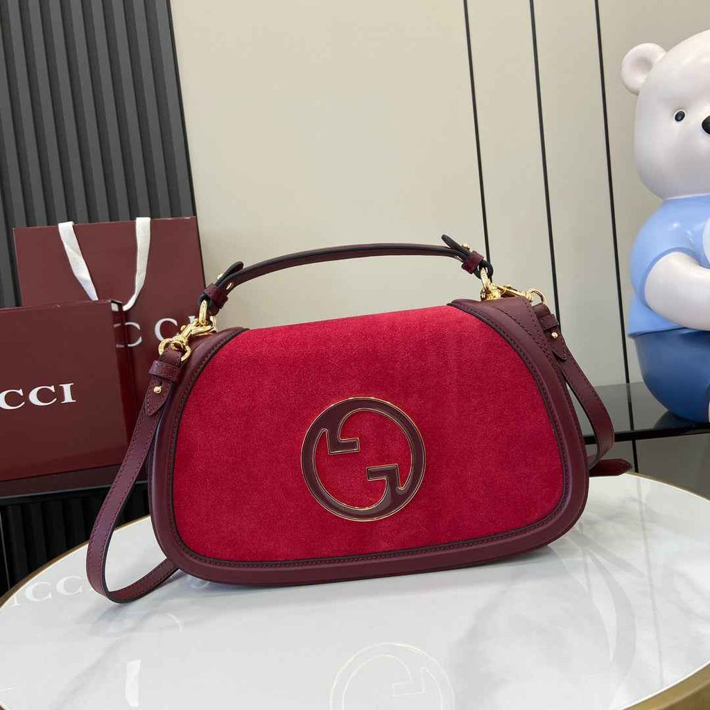 Gucci Blondie medium top handle bag 815719 in red suede