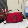Gucci Blondie medium top handle bag 815719 in red suede