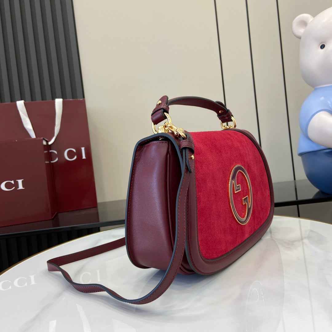 Gucci Blondie medium top handle bag 815719 in red suede