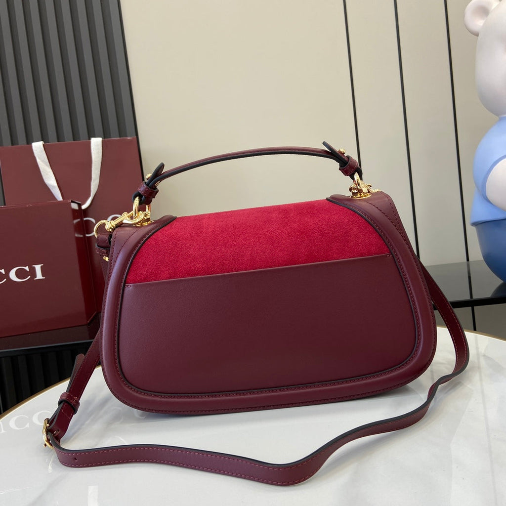Gucci Blondie medium top handle bag 815719 in red suede