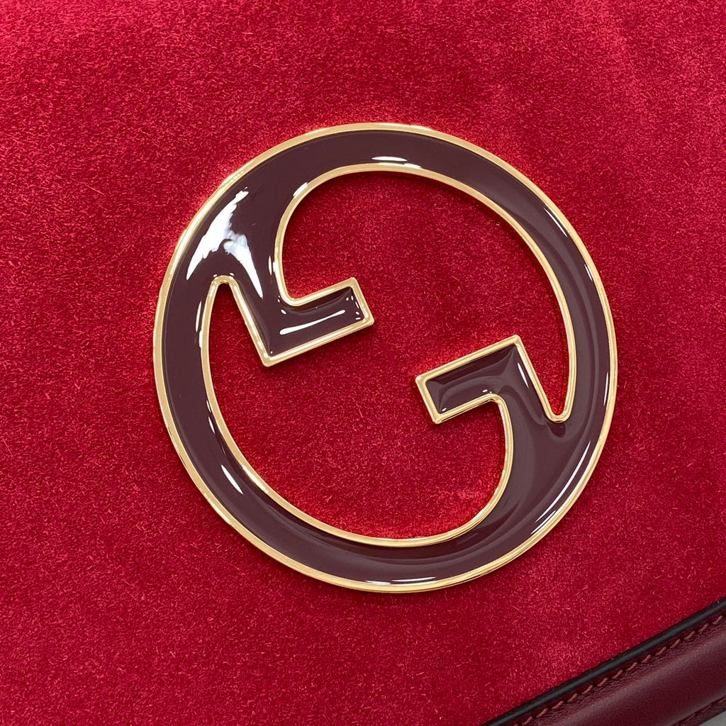 Gucci Blondie medium top handle bag 815719 in red suede