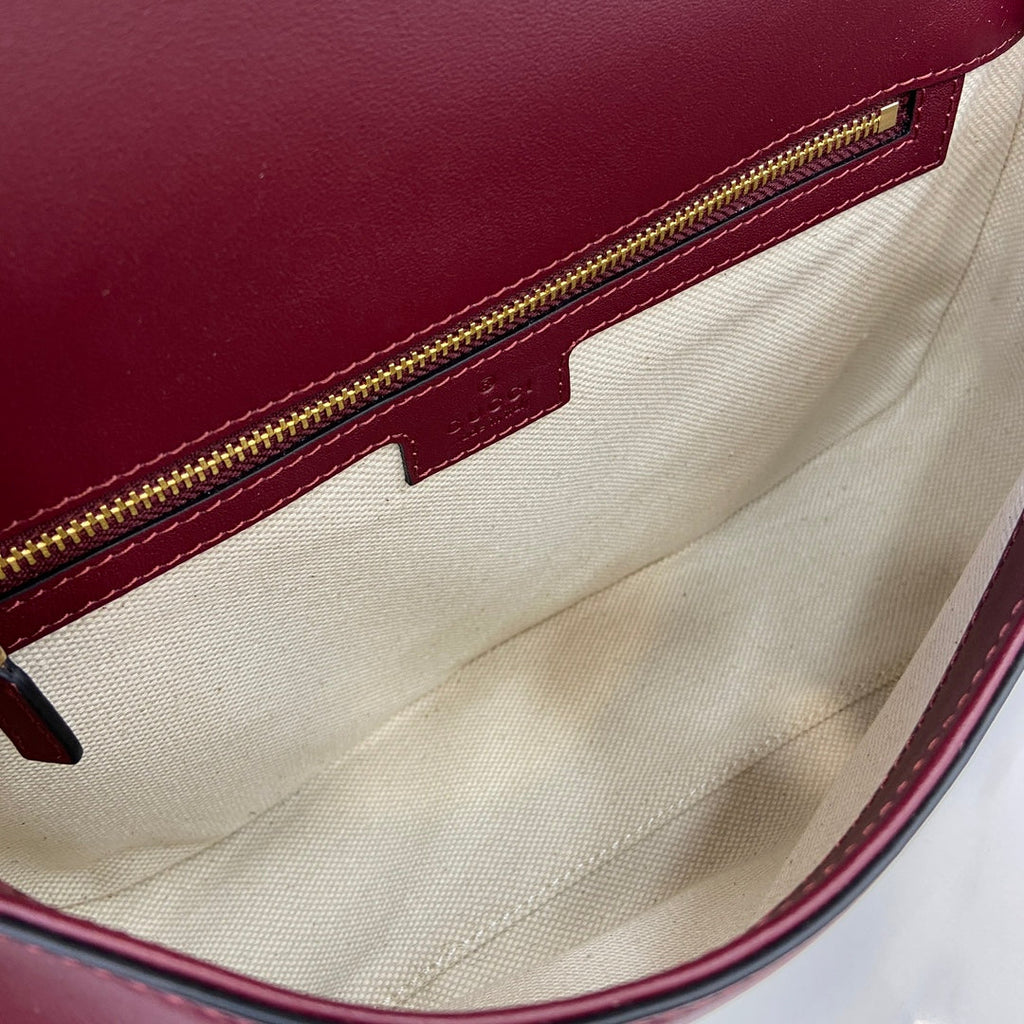 Gucci Blondie medium top handle bag 815719 in red suede